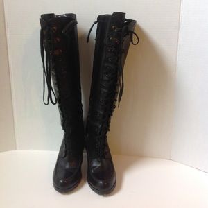 Lauren Ralph Lauren Black Boots Leather Long Lace